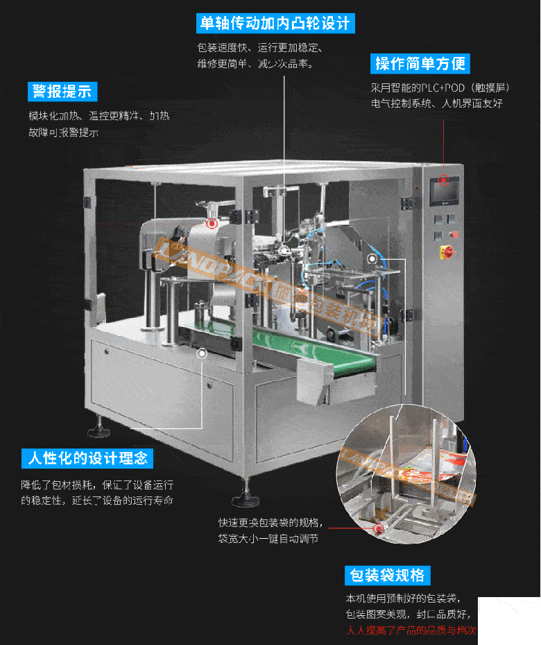 火鍋底料全自動給袋式包裝機特點