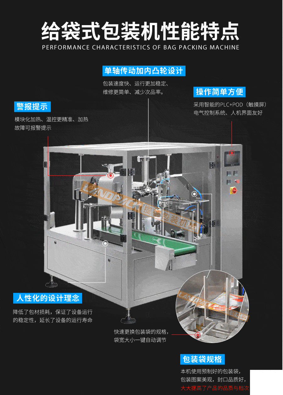 白砂糖給袋包裝機(jī)性能特點(diǎn)